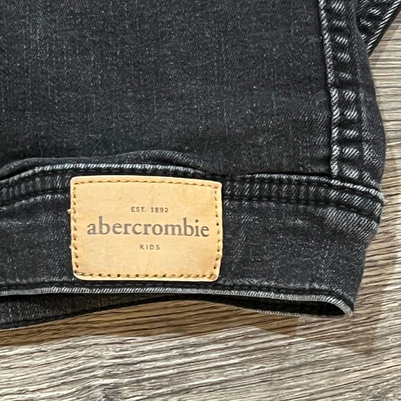 Vintage Y2K Abercrombie Kids Black Denim Jacket Youth Size 15/16 Fits Women's XS - Picture 6 of 8